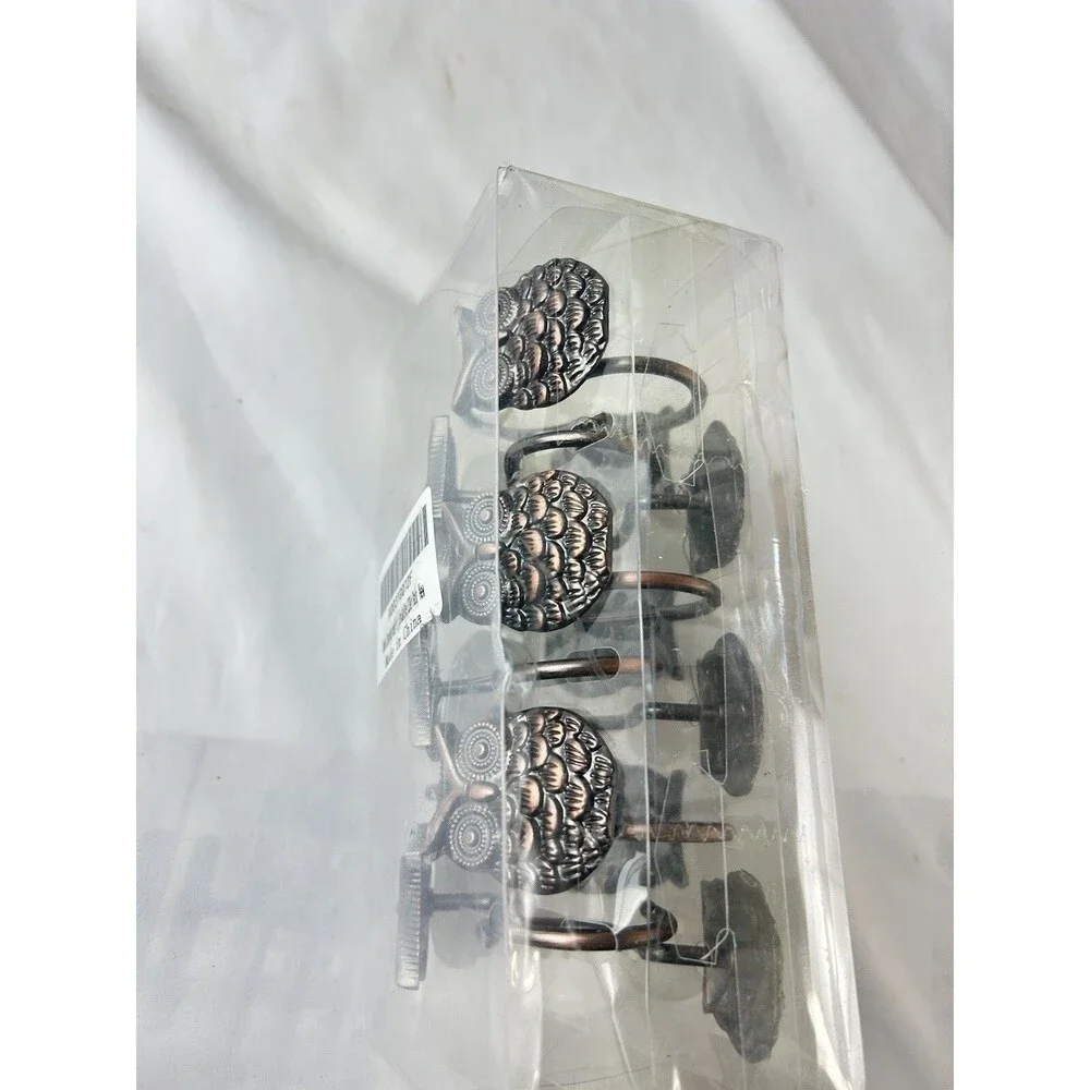 Owl Shower Curtain Hooks Rings Set of 6 Antique Bronze Copper Tone Bathroom